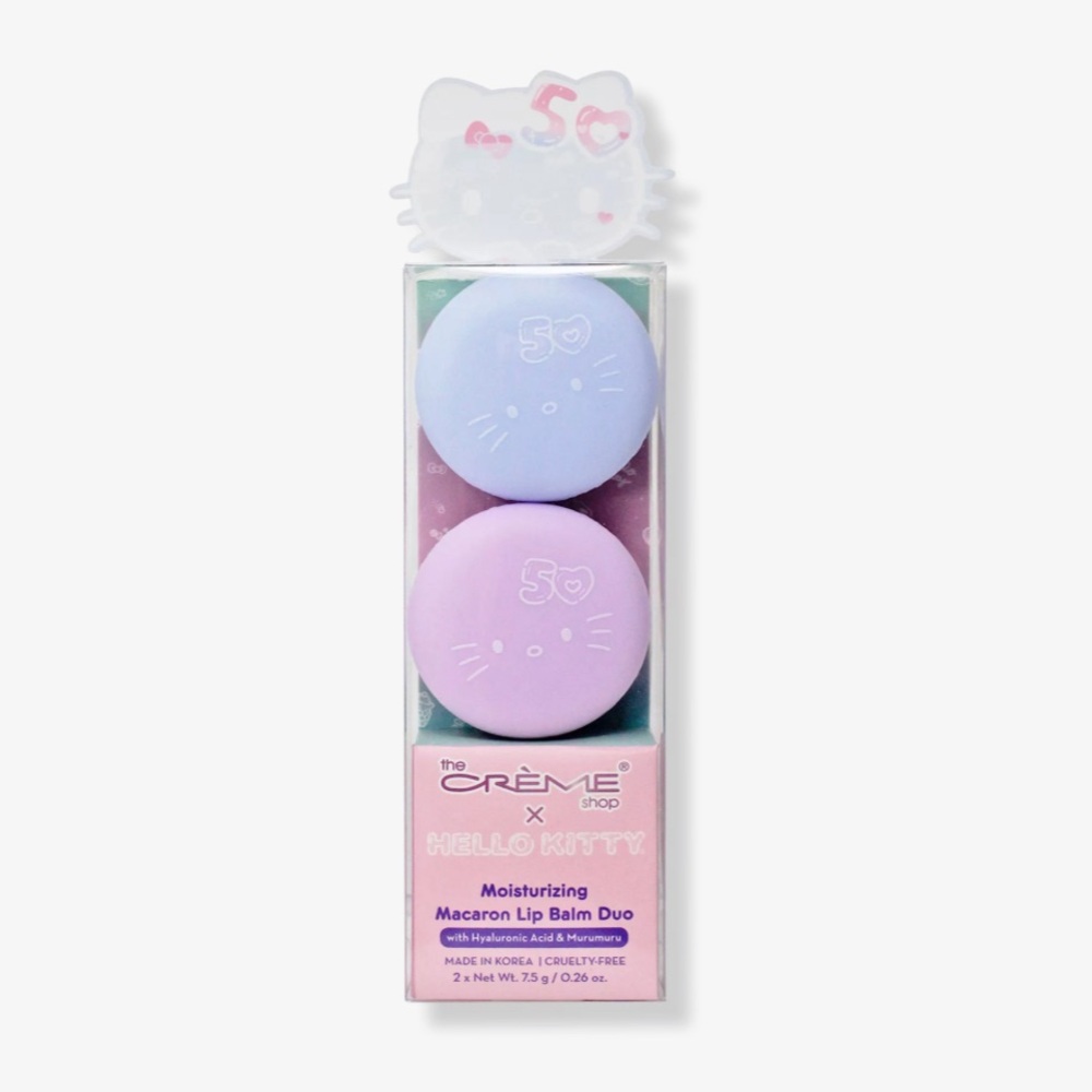 NWT Hello Kitty x The Crème Shop Macaron Lip Balm Duo Cool Mint Açaí Berry